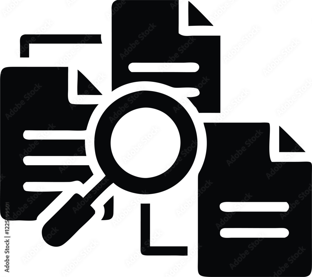 Magnifying Glass on Files: A Symbol of Accuracy and Inspection Magnifying Glass on Files: A Symbol of Accuracy and Inspection