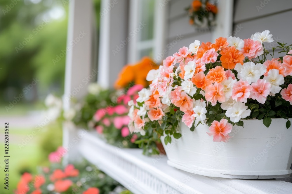 Fototapeta premium A gardener showing off their blooming flowers to neighbors, who admire the vibrant colors and healthy plants