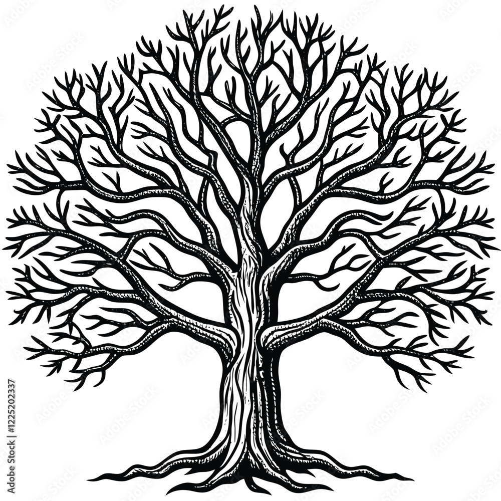 Obraz premium vector Tree silhouette isolated on white background