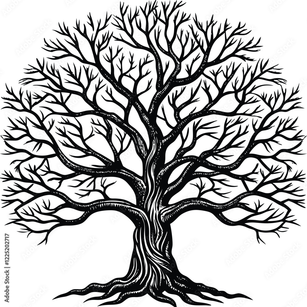 Obraz premium vector Tree silhouette isolated on white background