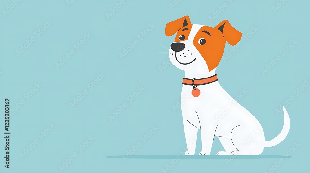 Obraz premium Cute cartoon dog with playful expression and collar
