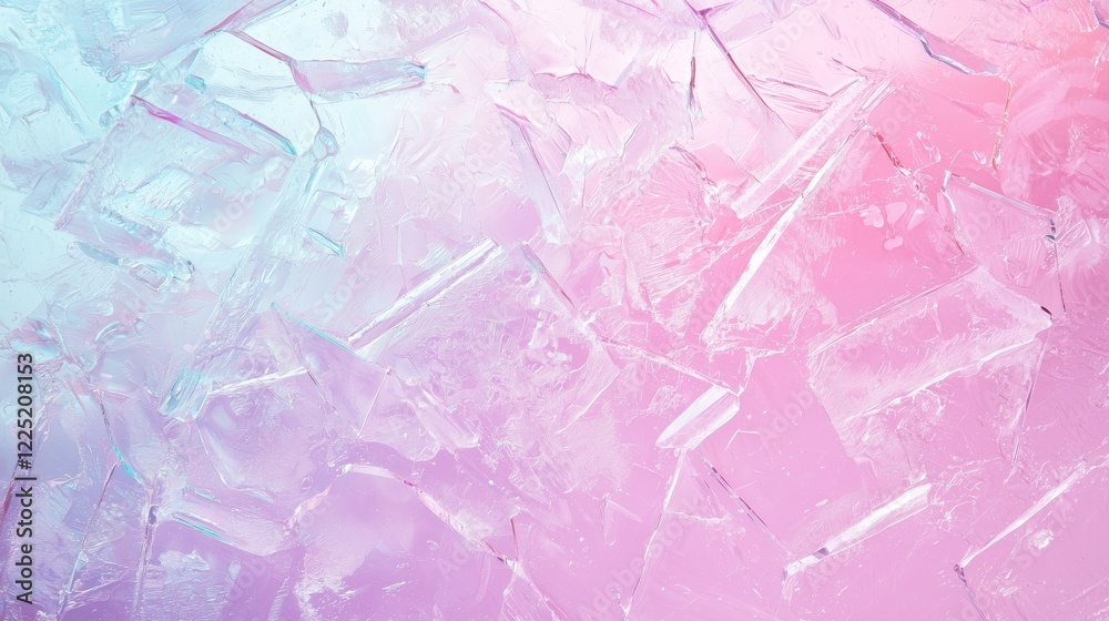 Obraz premium Abstract iridescent ice texture with blue and pink gradient