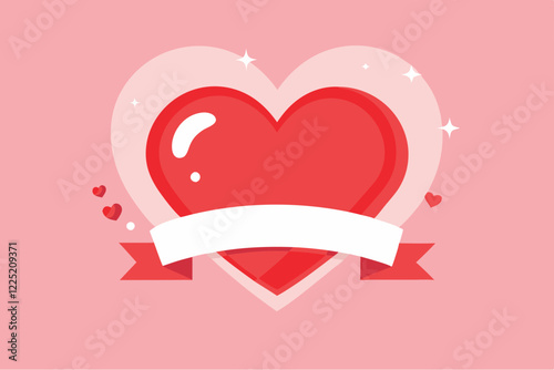 Minimalist Digital Art of White Frame Heart with Red Heart Shapes – Abstract Symmetrical Flat Design