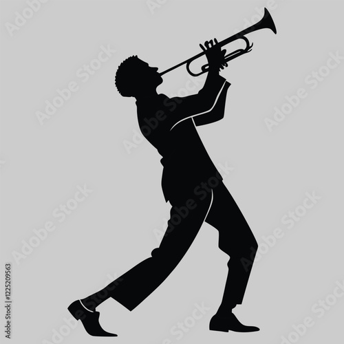 a musician playing the trumpet silhouette vector design art and illustration