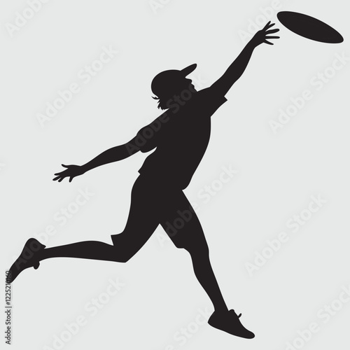a person catching a frisbee silhouette vector design art and illustration