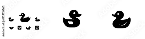 A flat icon of a rubber duck / ducky bath toy for use in apps and websites