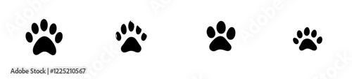 Flat paw print icon of a dog or cat for animal apps and websites