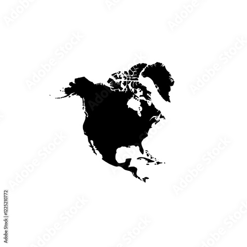 A contemporary depiction of North America, complete with country borders