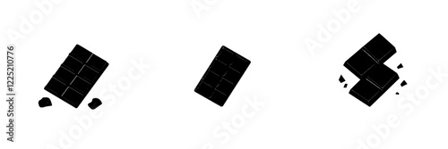 A flat modern icon showcasing a chocolate bar divided into squares inside a wrapper, suitable for apps and websites