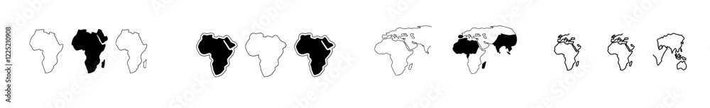 Guinea's map silhouette line country Africa map illustration in a modern outline, African and isolated on a white background Guinea's map silhouette line country Africa map illustration in a modern outline, African and isolated on a white background