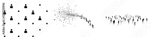 A lone figure strides along the street in an isolated line drawing, showcasing a modern illustration design