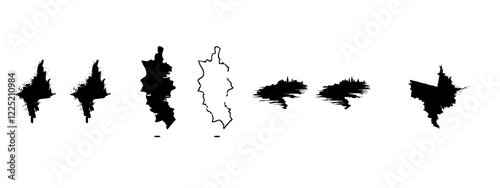 Kentucky KY state maps. Black silhouette and outline isolated on a white background. EPS Vector