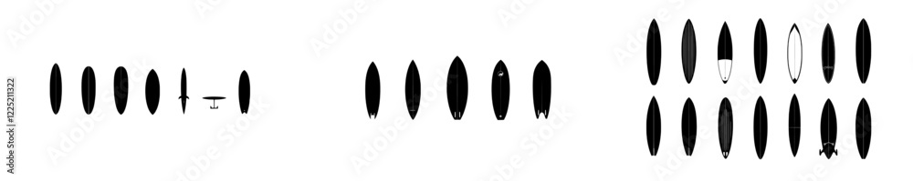 surfboard icon set. surfing, sea, and ocean vacation symbol. modern image for tourism design surfboard icon set. surfing, sea, and ocean vacation symbol. modern image for tourism design