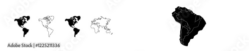 South America hand-drawn map with a white background