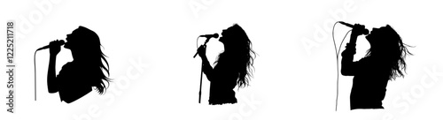 Illustration of a woman singing, shown as a silhouette against an isolated background