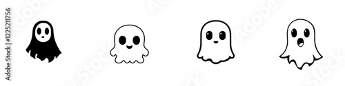 Ghost logo, icon. Ghost isolated on a white background. Modern illustration