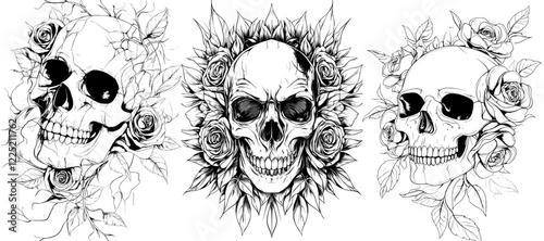 Halloween colouring page featuring a skeleton as the main subject