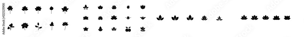 lotus flower icon set, silhouette of modern lotus collection lotus flower icon set, silhouette of modern lotus collection