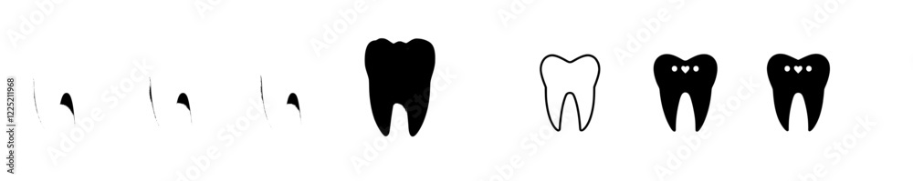 Design Template for Promoting Dental Care and Toothpaste Featuring a Modern Cartoon Tooth. Healthy Oral Hygiene Concept. Flat Modern Tooth, Front View Design Template for Promoting Dental Care and Toothpaste Featuring a Modern Cartoon Tooth. Healthy Oral Hygiene Concept. Flat Modern Tooth, Front View