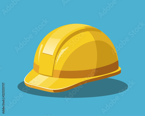 Photorealistic 3D Rendering of Yellow Safety Helmet – Detailed High-Resolution Construction Hard Hat