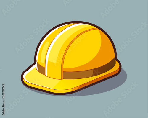 Photorealistic 3D Rendering of Yellow Safety Helmet – Detailed High-Resolution Construction Hard Hat