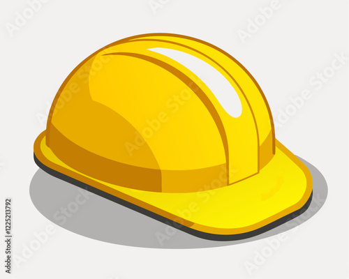 Photorealistic 3D Rendering of Yellow Safety Helmet – Detailed High-Resolution Construction Hard Hat