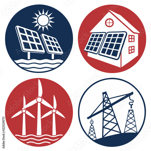 Renewable Energy Vector Graphics for Clean Power, Green Energy, and Eco Sustainability