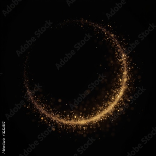 Golden Sparkle Swirl on Black Background