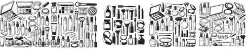 Collection of beauty equipment silhouettes