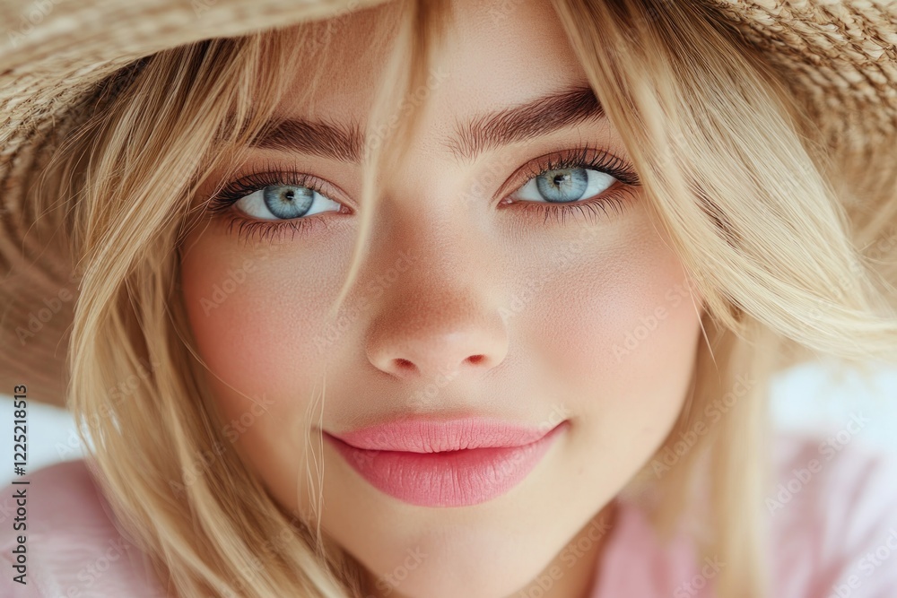 Discover the allure of blonde hair, with a golden glow, embodying a trendy aesthetic in this radiant model showcasing glowing skin This image captures a youthful, fresh beauty with captivating blue Discover the allure of blonde hair, with a golden glow, embodying a trendy aesthetic in this radiant model showcasing glowing skin This image captures a youthful, fresh beauty with captivating blue