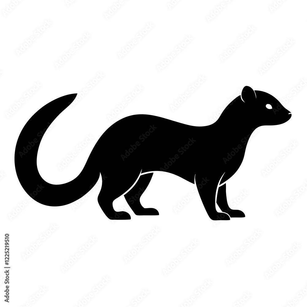 Fototapeta premium silhouette vector illustration of Mongooseisolated on white background
