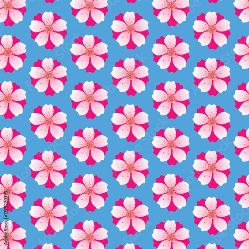 seamless pattern with pink flowers