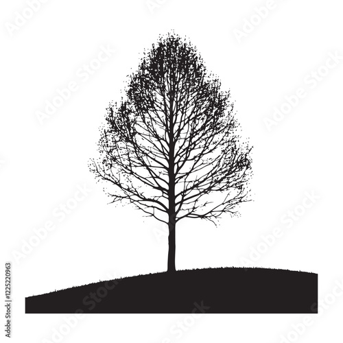 Silhouette of a tall Aspen Tree for artistic design concepts - aspen tree silhouette - aspen tree vector - aspen tree illustration - Aspen silhouette - Aspen vector
