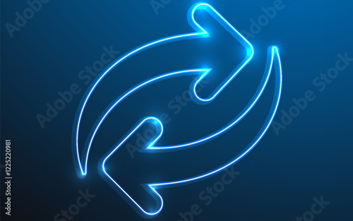 Technology Arrows: Futuristic Neon Glow with Low Poly Background, Modern Digital Innovation and Progress Symbol