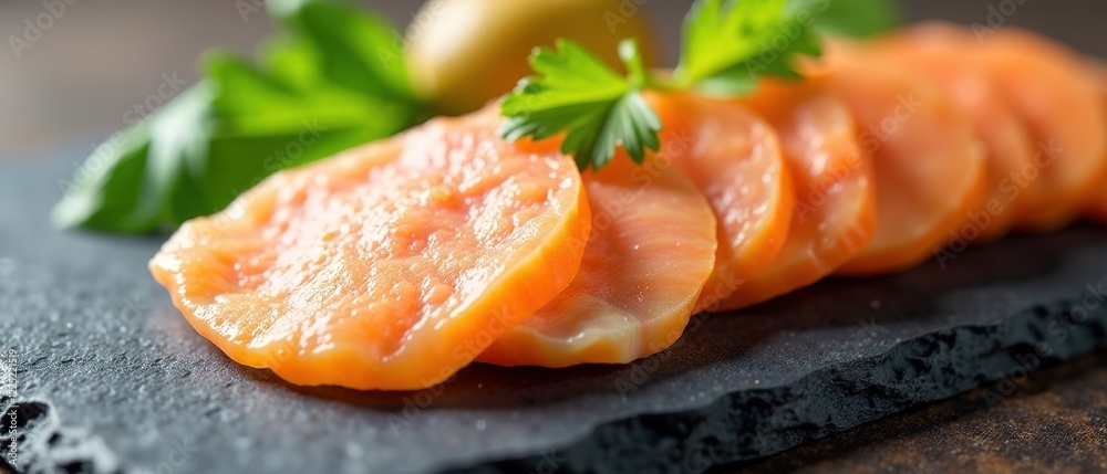 Raw Chicken Slices on Slate, Gourmet Photography Raw Chicken Slices on Slate, Gourmet Photography