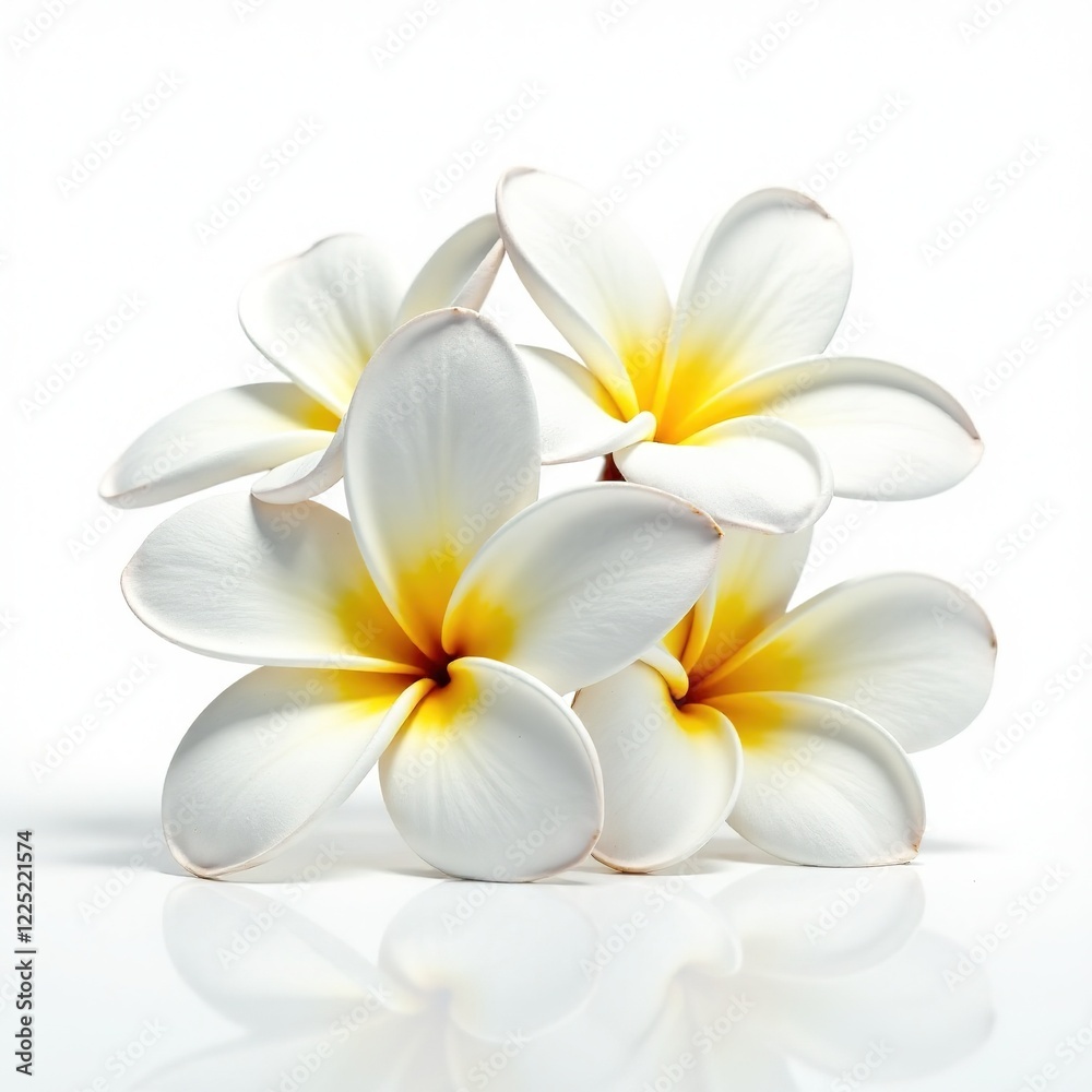 Naklejka premium Plumeria Flowers on White - Beautiful & Bright