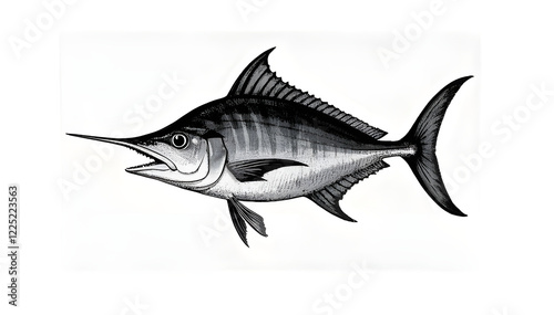  Basic outline of a swordfish with a long bill