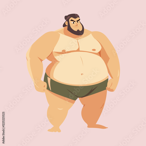 sumo wrestler in a fighting stance vector illustration 