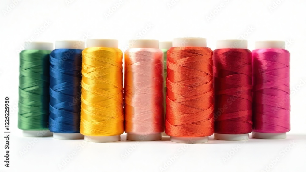 Colorful Sewing Threads Spools - Top View Colorful Sewing Threads Spools - Top View
