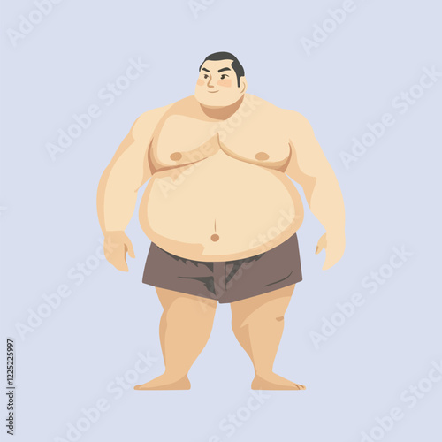 sumo wrestler in a fighting stance vector illustration 