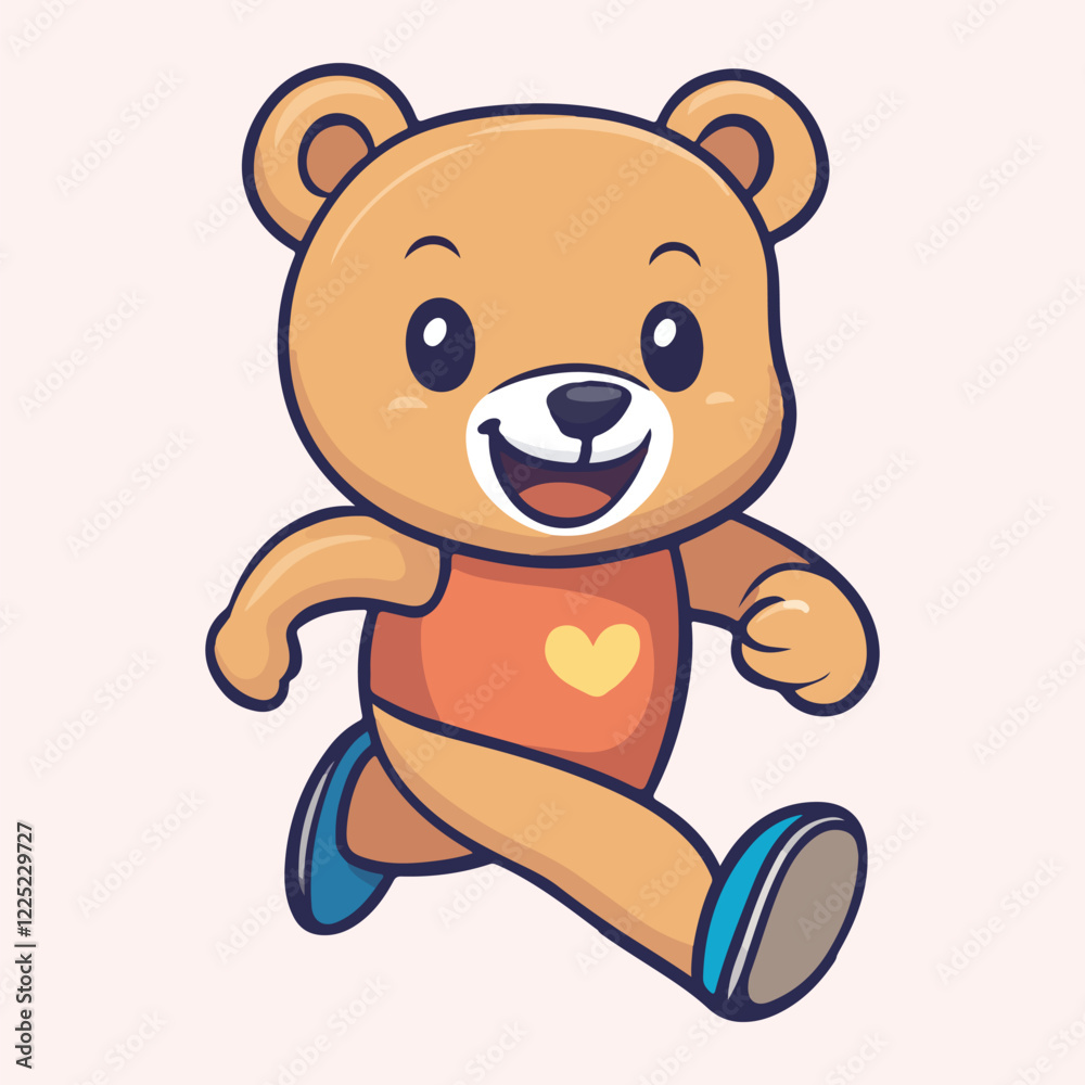 Obraz premium Cartoon bear is running vector illustration 