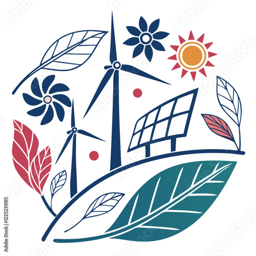 Renewable Energy Vector Illustration for Sustainable Living and Green Energy Solutions