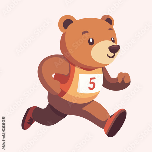 Cartoon bear is running vector illustration 