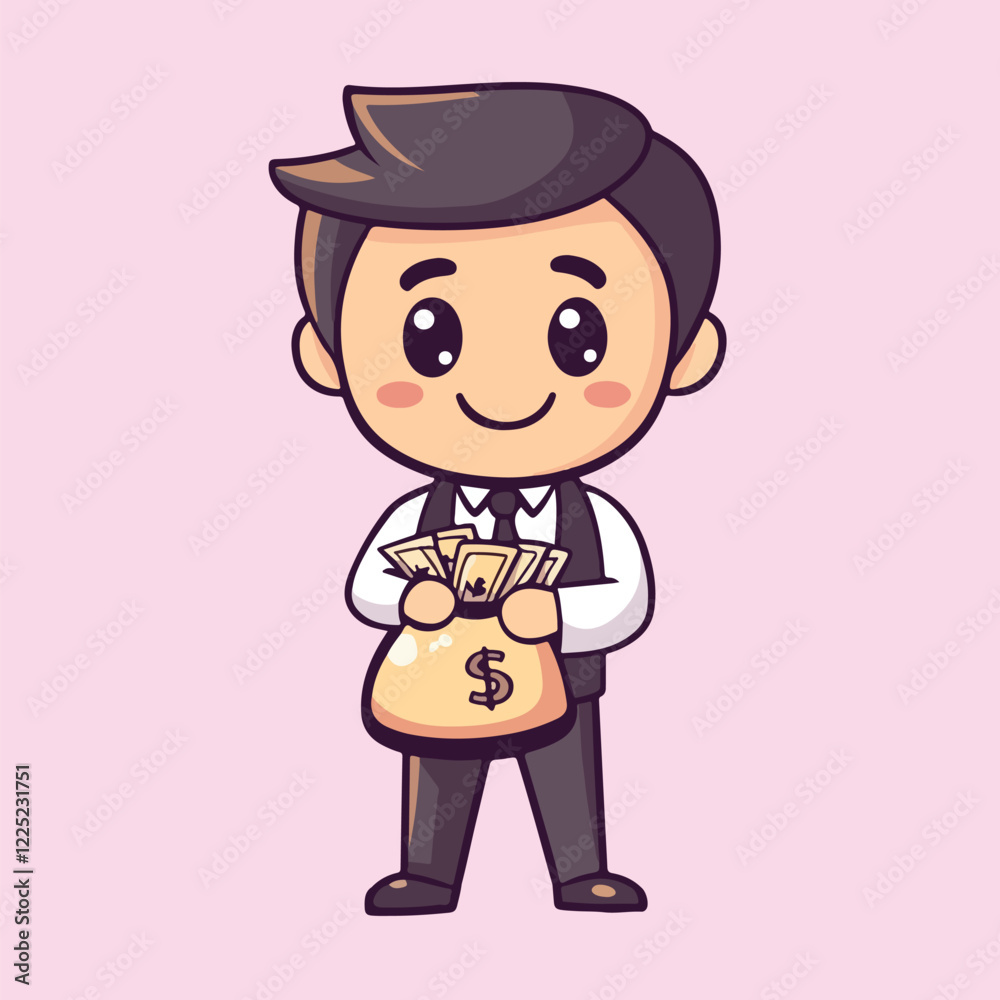 Businessman Holding Money Bag vector illustration 