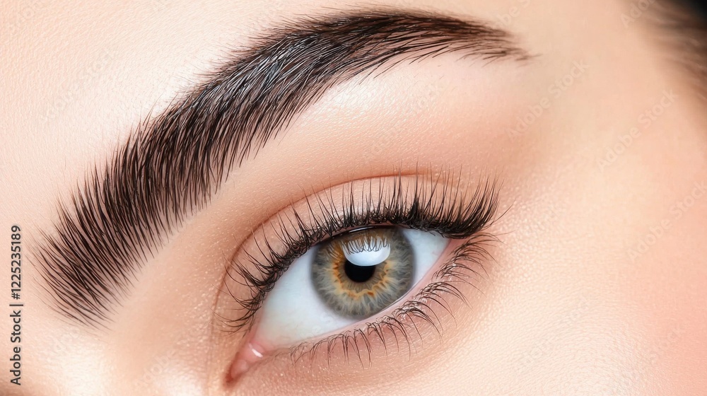 Fototapeta premium Captivating Closeup of Beautiful Woman s Flawless Makeup and Elegant Facial Features