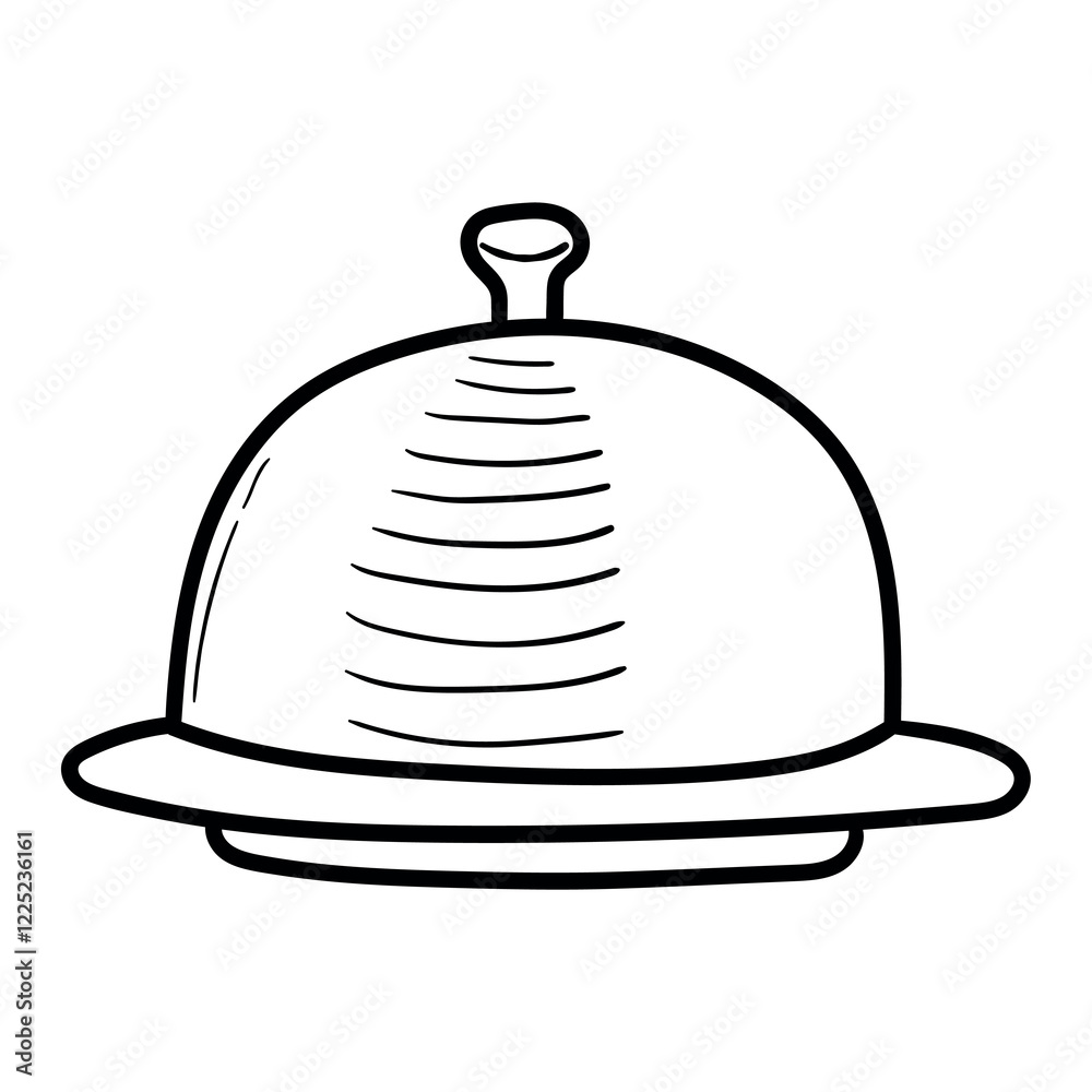 Fototapeta premium Hand drawn doodle food serving tray on white background.