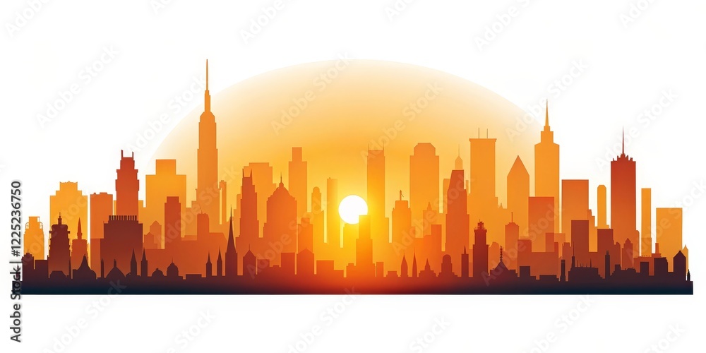 Obraz premium Cityscape Sunrise Silhouette