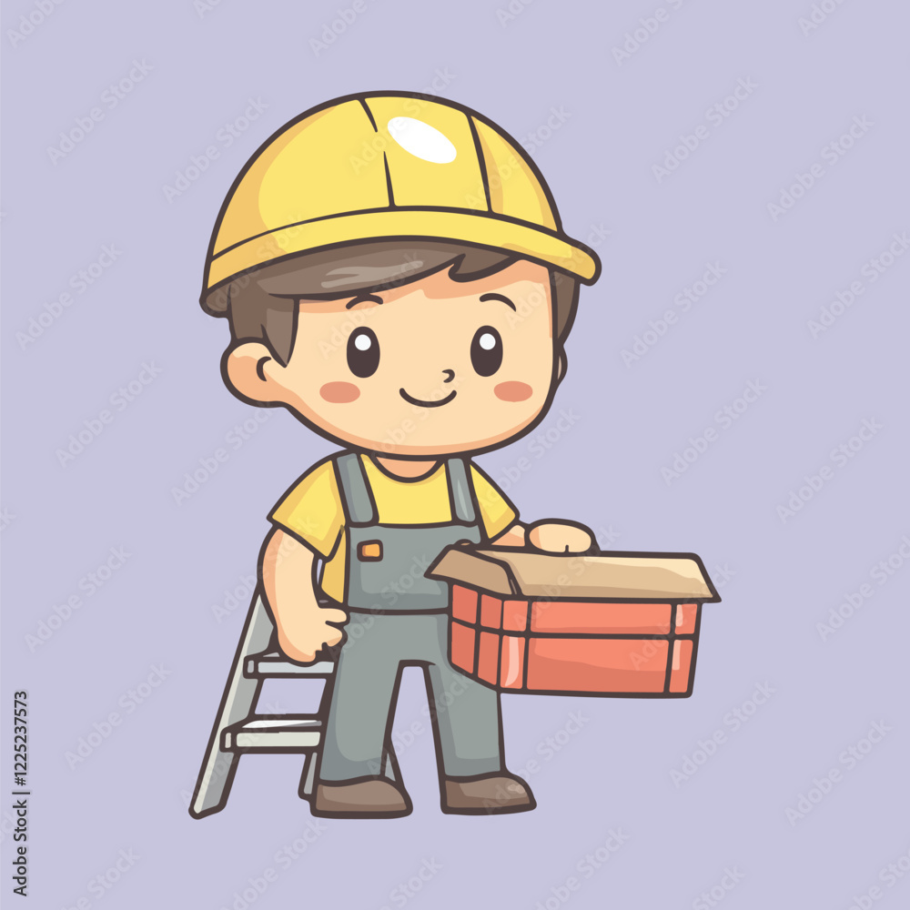 cartoon Construction Worker with in Uniform vector illustration 