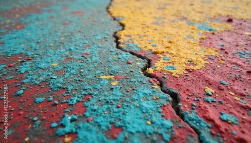Close-up of distressed painted concrete, mottled tones, orange, texture background, backdrop