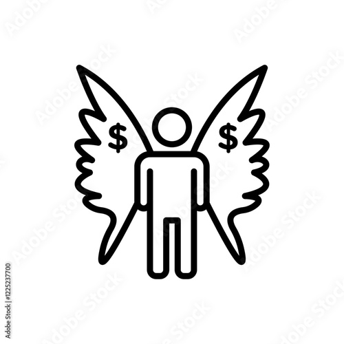 Angel investor icon Flat vector set outline
